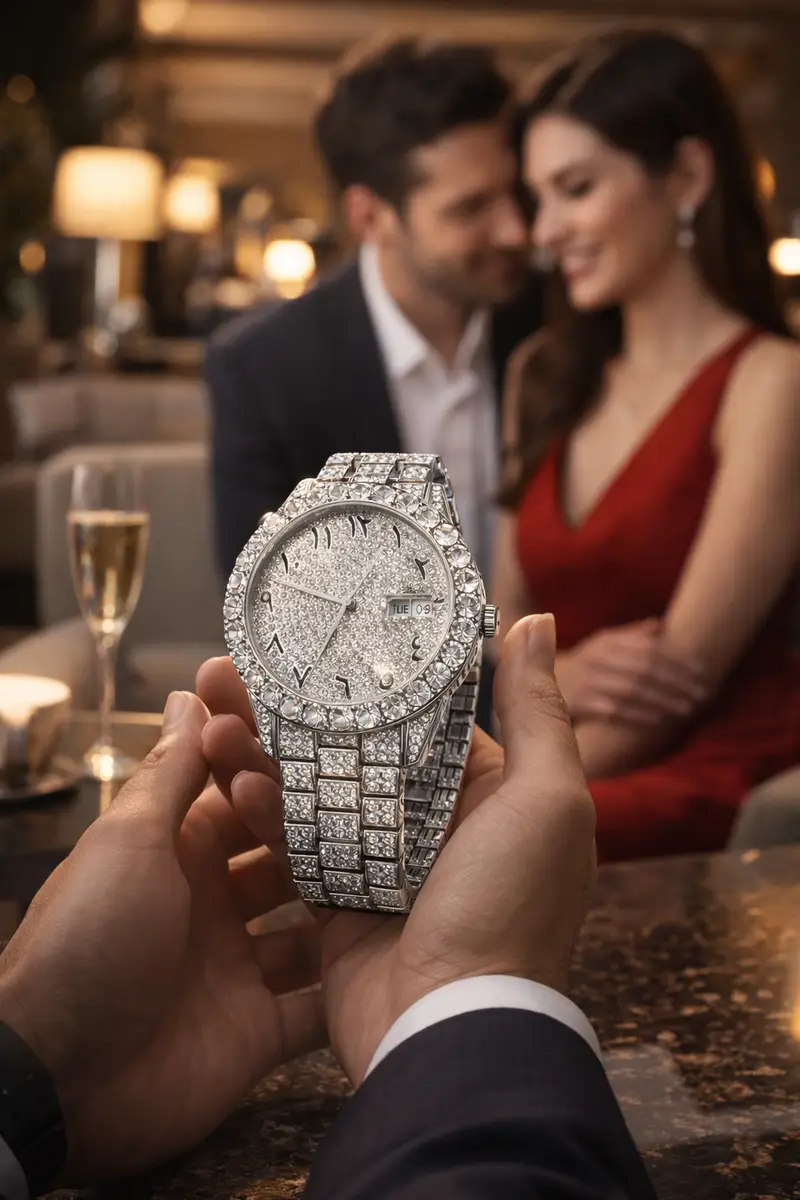 Khrist Silver Analog Stone Studded Watches for Women - Image 14 in Pune